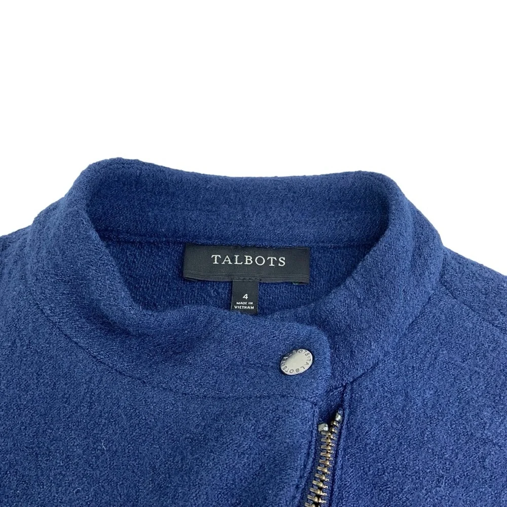 Talbots Asymmetrical Zip Front Blazer Jacket in Navy Blue - Picture 3 of 6